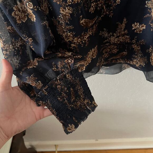 NWOT CAMI NYC The Willa Toile Print Silk High Neck Blouse - Picture 6 of 11